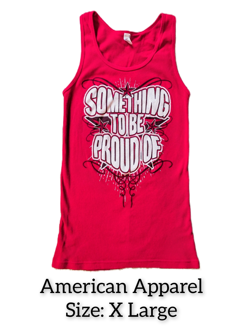 3/$15 American Apparel Hot Pink Graphic Tank with White Lettering